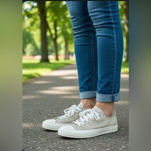 Gold Women Low Top Converse | Size: 7  | Color: Gold,white